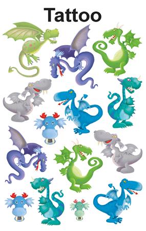 Matrica, tetoválás, 1 ív, 76x120 mm, AVERY ZWECKFORM, "Z-Design No.56751", sárkányok